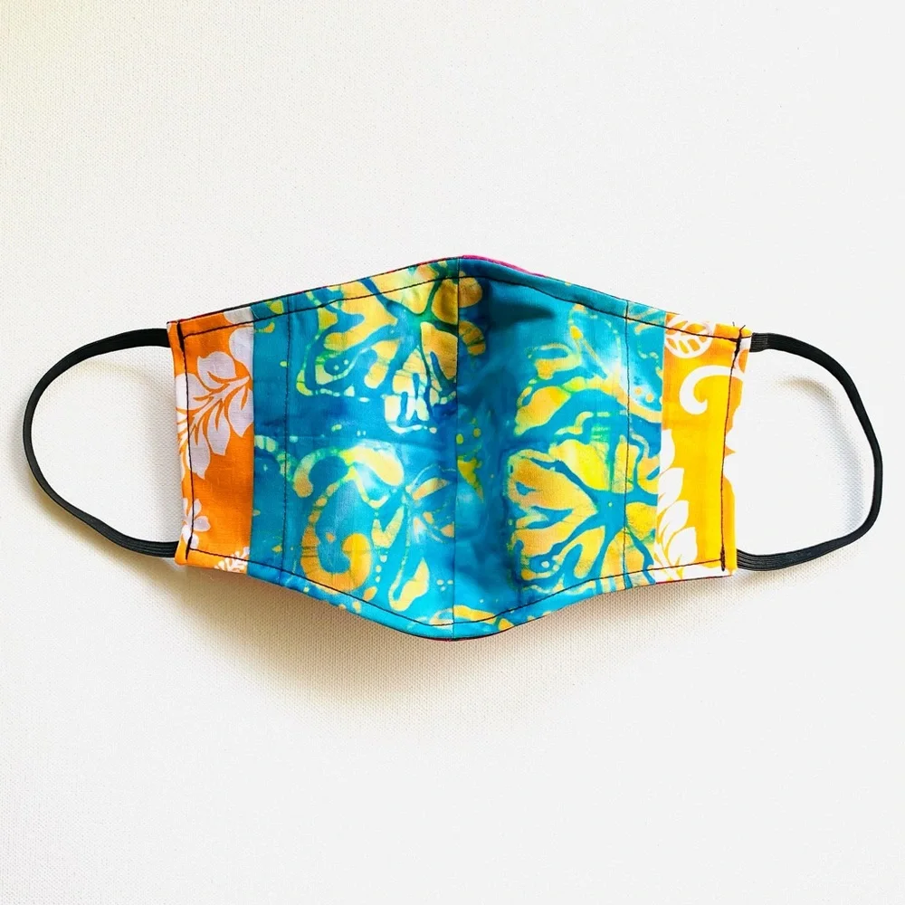 NEW Handmade Batik Monstera Print Face Mask
